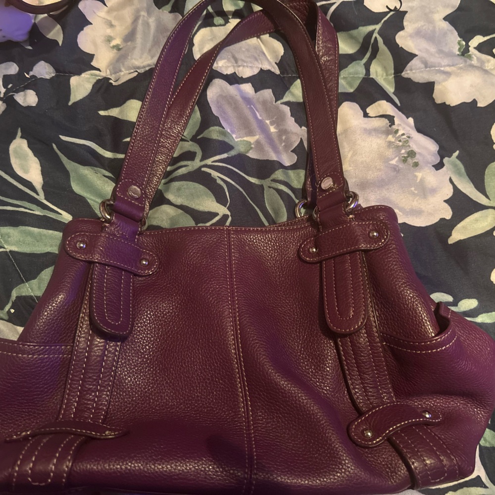 Tignanello Deep Purple Leather Shoulder Bag